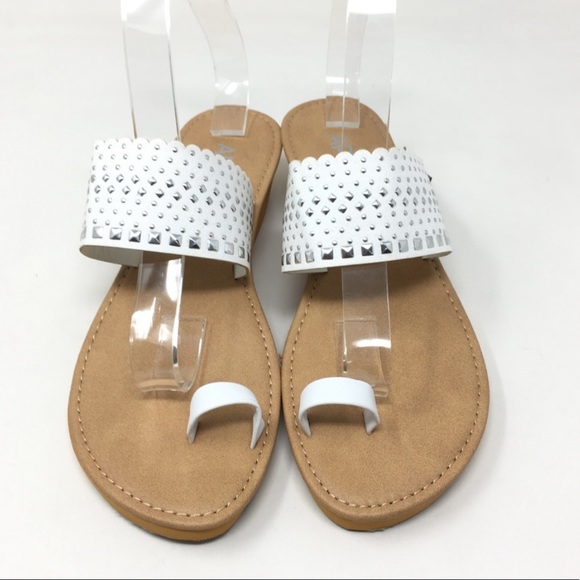 NWT Apt. 9 white embellished wedge slip on sandals - Picture 2 of 6